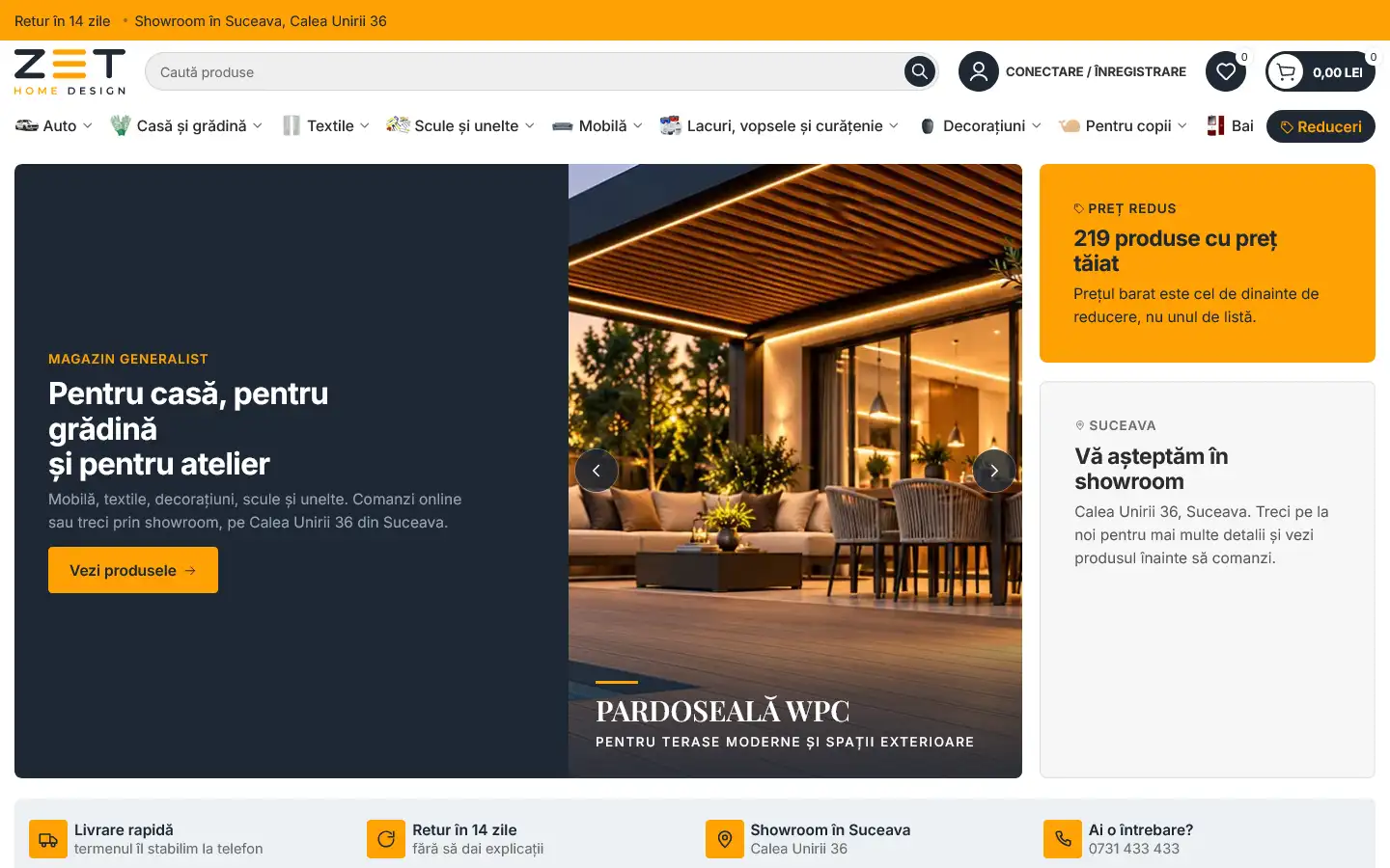 Site-ul zet.ro, prima pagină